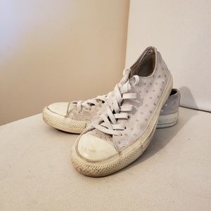 Light Pink Suede Polkadot Converse Lowtop